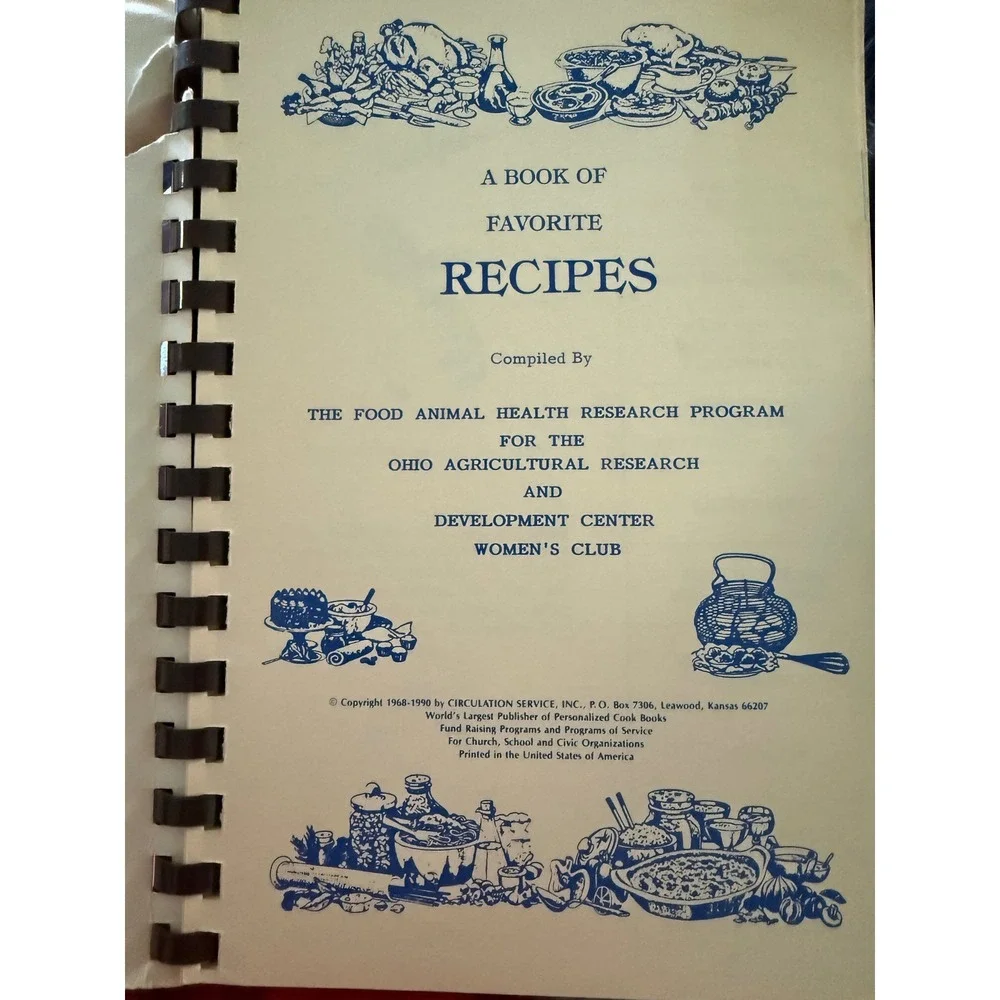 Vintage 1990 Ohio Agricultural Research Center Women's Club Cookbook Spiral Back